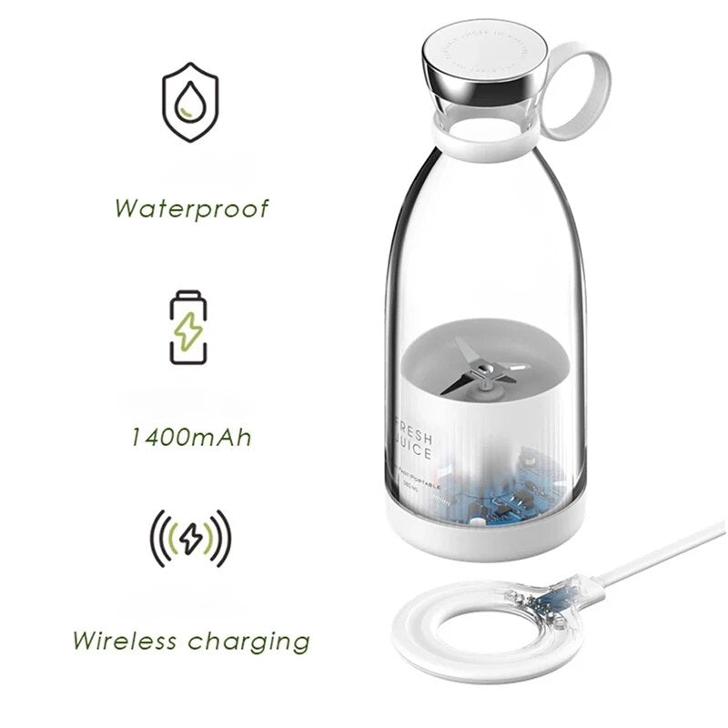 Wireless Charging 4 Blades Electric Juicer Mini Portable Blender Fruit Mixers