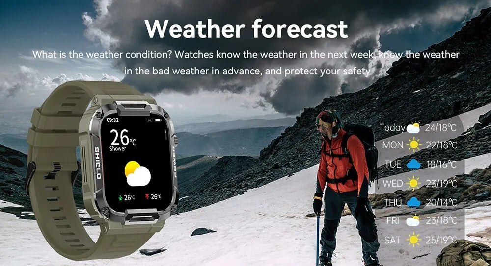 MELANDA 1.85 Outdoor Military Smart Watch For Men